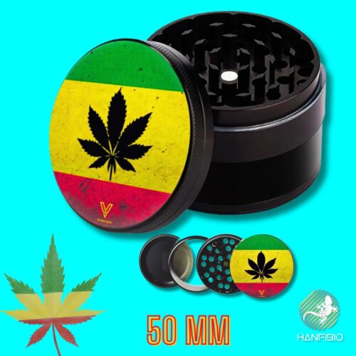 Grinder in Metallo – Rasta Leaf – V-Syndicate